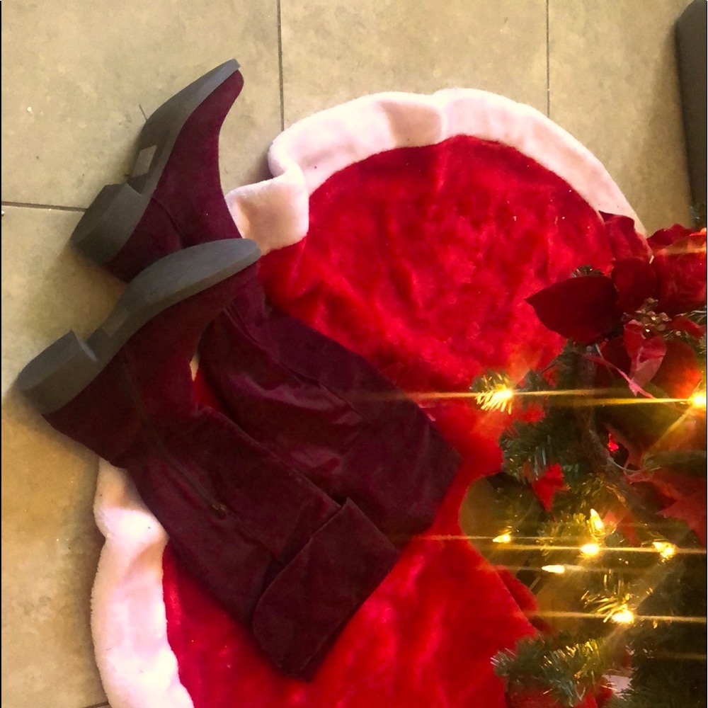 Burgundy Knee-High Boots